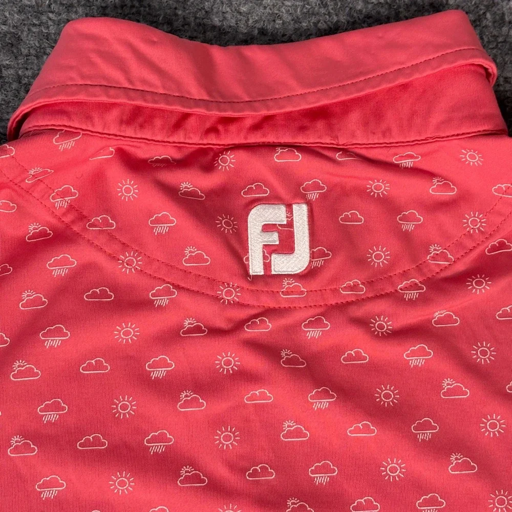 FootJoy Mens XL Pink Could Pattern Golf Polo Lake Winnipesaukee Golf Club Shirt